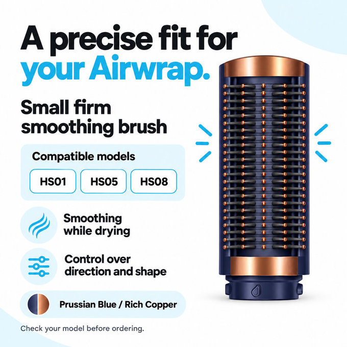 Petite brosse lissante ferme pour Dyson Airwrap HS01, HS05, HS08, Prussian Blue / Rich Copper