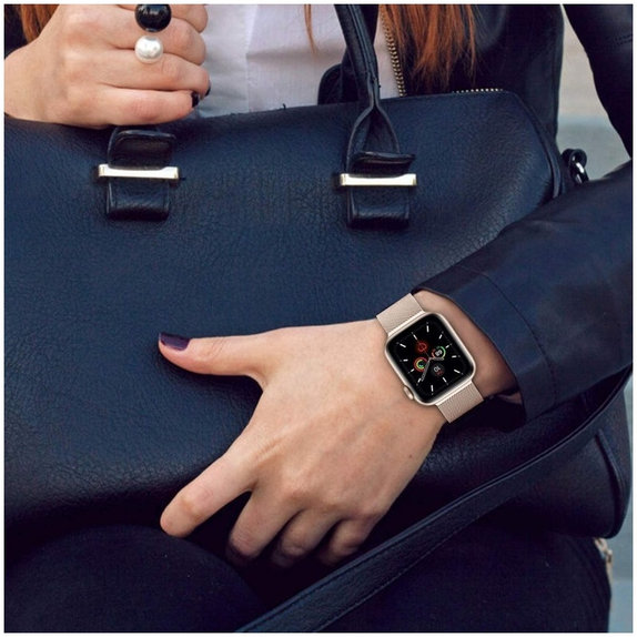 Bracelet Milaneseband pour Apple Watch 8 / 9 / 10 / 11 / SE (40 / 41 / 42 mm), Rose Gold, Tech-Protect