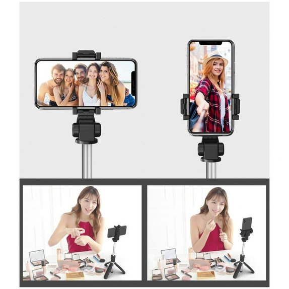 Perche selfie avec trépied L02S, noire, Tech-Protect