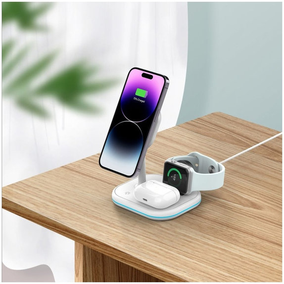 Chargeur sans fil QI15W-A27 3IN1 Magnetic MagSafe, blanche, Tech-Protect