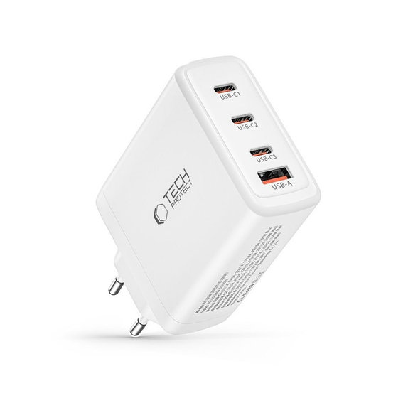 Chargeur secteur NC100W-GAN 4-PORT PD 100W / QC3.0, blanche, Tech-Protect