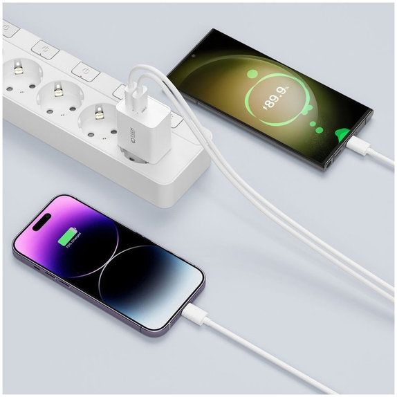 Chargeur secteur C35W 2-PORT PD 35W, blanche, Tech-Protect