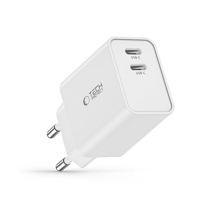 Chargeur secteur C35W 2-PORT PD 35W, blanche, Tech-Protect