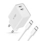 Chargeur secteur C35W 2-PORT PD 35W + USB-C Cable, blanche, Tech-Protect