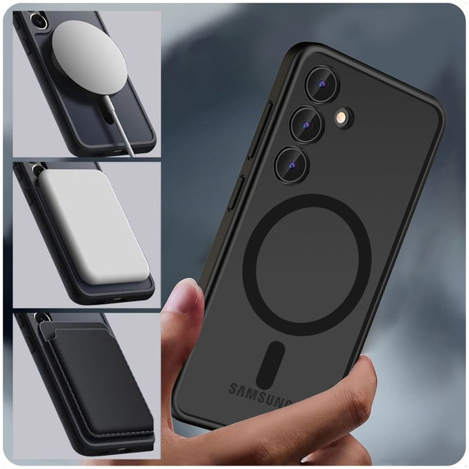Coque MagMat MagSafe pour Samsung S24, Matte Black, Tech-Protect