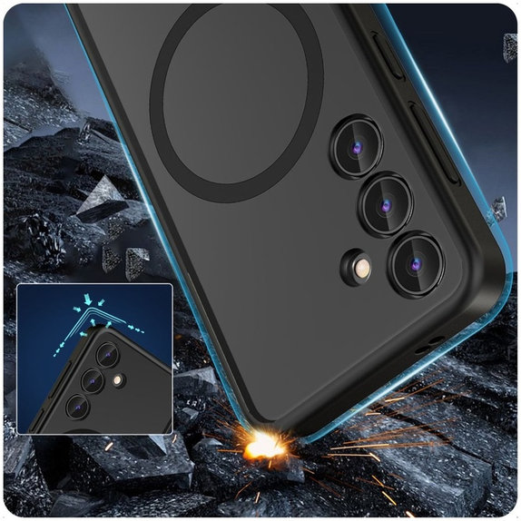 Coque MagMat MagSafe pour Samsung S24, Matte Black, Tech-Protect
