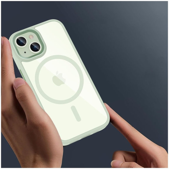 Coque MagMat MagSafe pour iPhone 15, verte/transparente, Tech-Protect