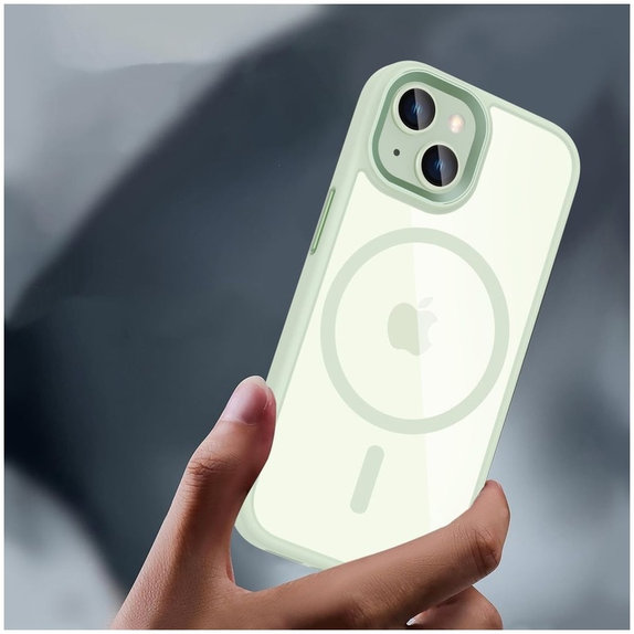 Coque MagMat MagSafe pour iPhone 15, verte/transparente, Tech-Protect