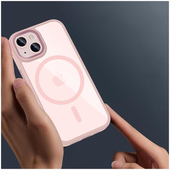 Coque MagMat MagSafe pour iPhone 15, rose/transparente, Tech-Protect
