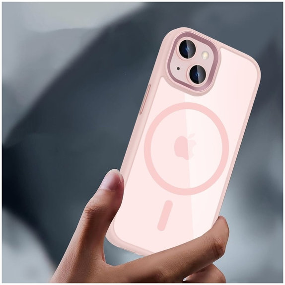 Coque MagMat MagSafe pour iPhone 15, rose/transparente, Tech-Protect