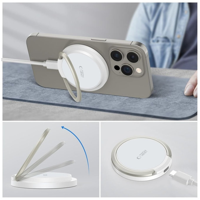 Chargeur sans fil QI15W-A33 Magnetic MagSafe, blanche, Tech-Protect