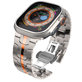 Bracelet Stainless Line pour Apple Watch 8 / 9 / 10 / 11 / SE / Ultra (44 / 45 / 46 / 49 mm), Titanium/Orange, Tech-Protect