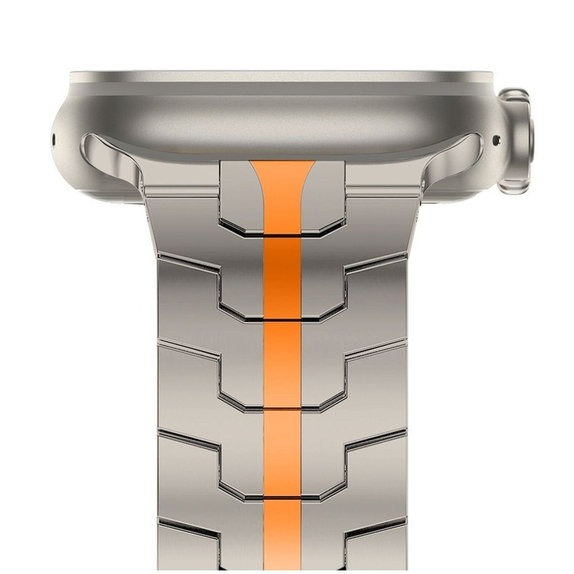 Bracelet Stainless Line pour Apple Watch 8 / 9 / 10 / 11 / SE / Ultra (44 / 45 / 46 / 49 mm), Titanium/Orange, Tech-Protect