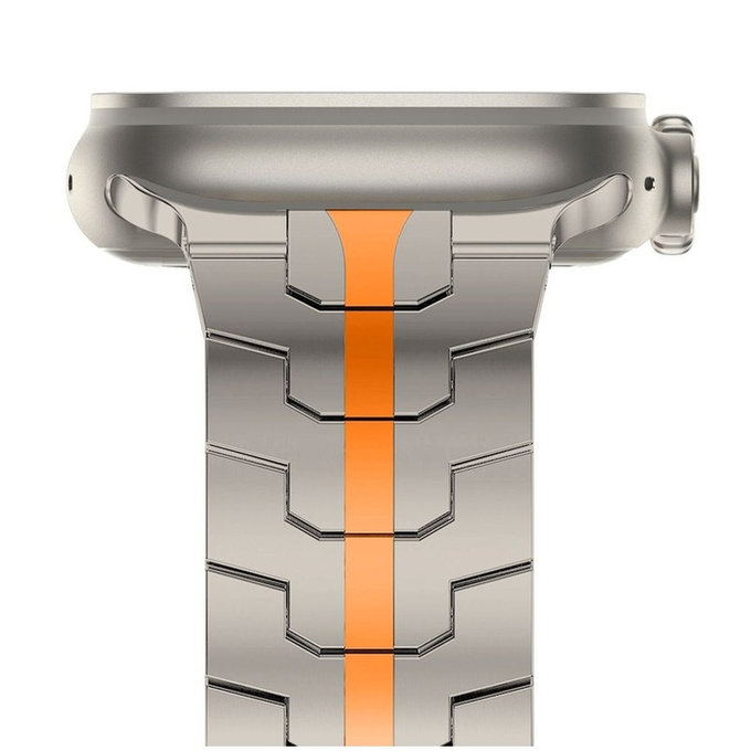 Bracelet Stainless Line pour Apple Watch 8 / 9 / 10 / 11 / SE / Ultra (44 / 45 / 46 / 49 mm), Titanium/Orange, Tech-Protect