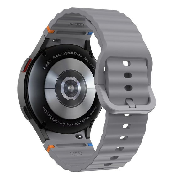 Bracelet Silicone Sport pour Samsung Watch 4 / 5 / 5 Pro / 6 / 7 / FE, Crayon Grey, Tech-Protect