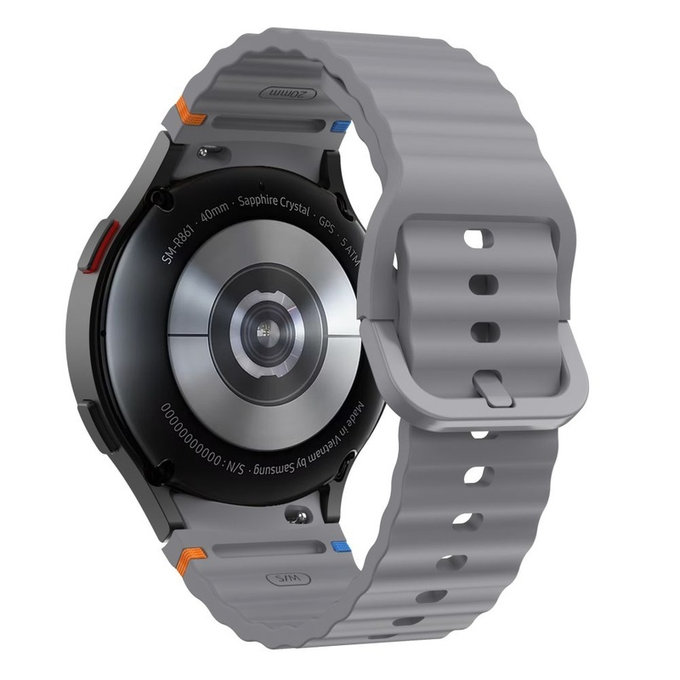 Bracelet Silicone Sport pour Samsung Watch 4 / 5 / 5 Pro / 6 / 7 / FE, Crayon Grey, Tech-Protect