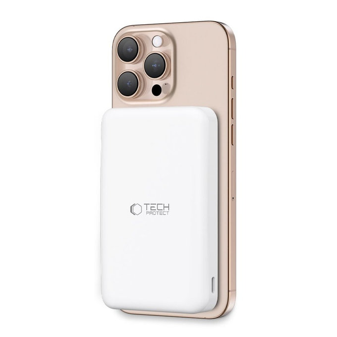 Batterie externe PB24 Lifemag Qi2 MagSafe 10000mAh, blanche, Tech-Protect
