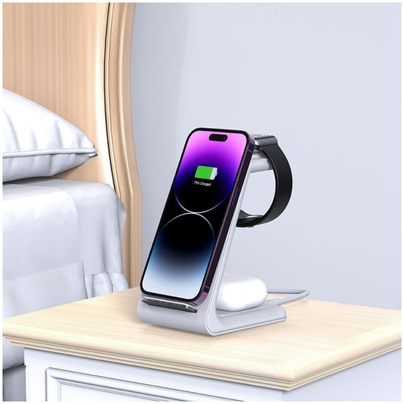 Chargeur sans fil QI15W-A36 3IN1 for Apple, blanche, Tech-Protect