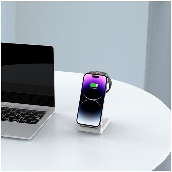 Chargeur sans fil QI15W-A36 3IN1 for Apple, blanche, Tech-Protect