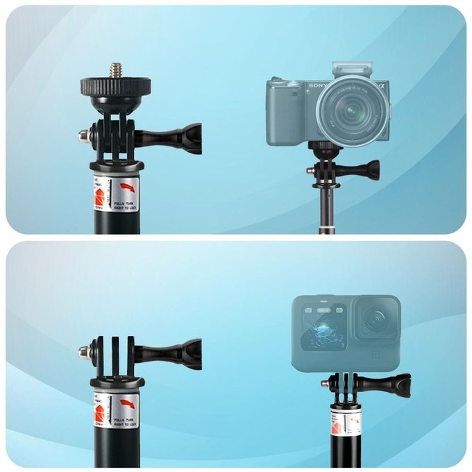 Perche selfie avec trépied GA100 pour GoPro / DJI / INSTA360, noire, Tech-Protect