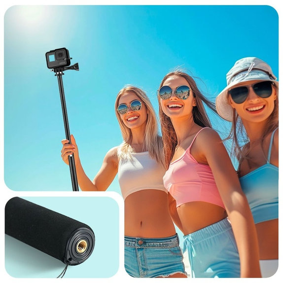Perche selfie avec trépied GA100 pour GoPro / DJI / INSTA360, noire, Tech-Protect