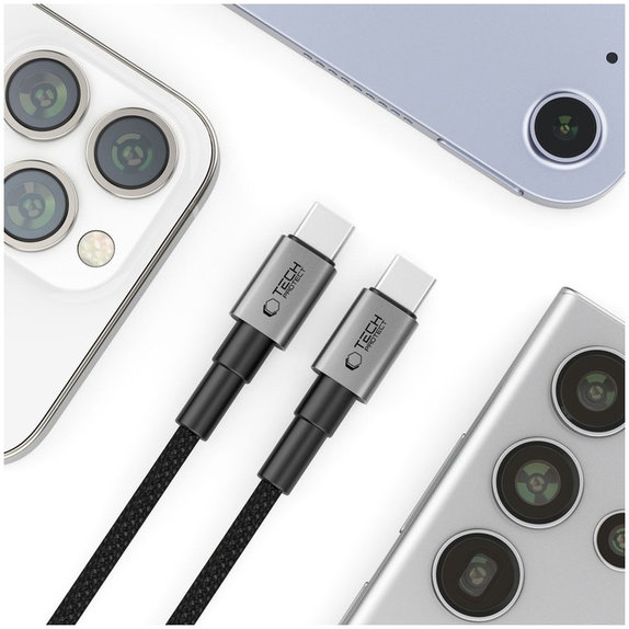 Câble Ultraboost Dna USB-C Cable PD 100W / 5A 300cm, Iron Grey, Tech-Protect