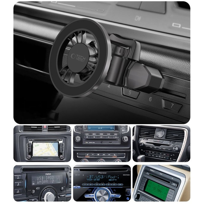 Support voiture N56 Magnetic MagSafe Cd & Vent, noire, Tech-Protect