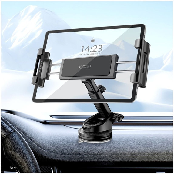 Support voiture V4 Universal Windshield & Dashboard for Tablet, noire, Tech-Protect
