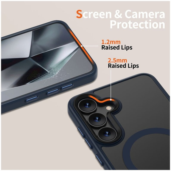 Coque MagMat MagSafe pour Samsung S25, Matte Navy, Tech-Protect