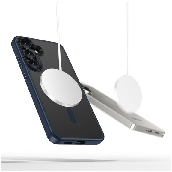 Coque MagMat MagSafe pour Samsung S25, Matte Navy, Tech-Protect