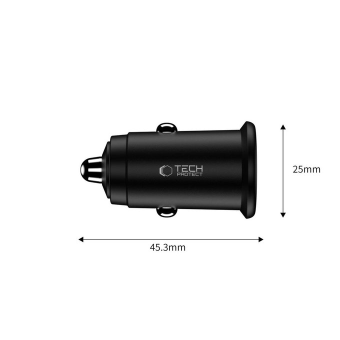 Chargeur voiture CC02 2-PORT PD 35W / QC3.0, noire, Tech-Protect