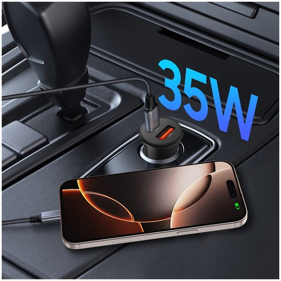 Chargeur voiture CC02 2-PORT PD 35W / QC3.0, noire, Tech-Protect