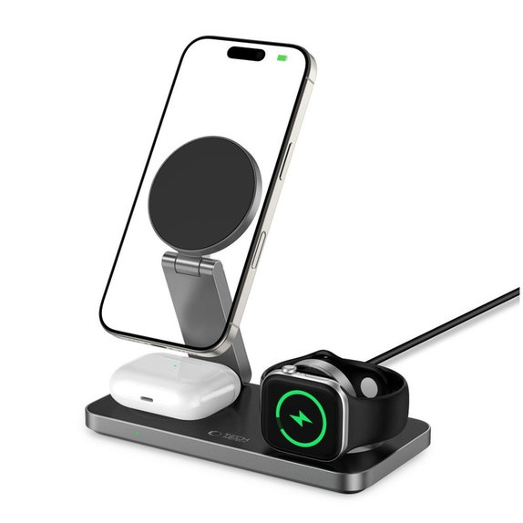 Chargeur sans fil QI15W-A47 3IN1 Magnetic MagSafe, noire, Tech-Protect