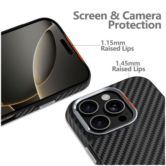 Coque Ion Carbon MagSafe pour Samsung S25 Ultra, noire/argentée, Tech-Protect