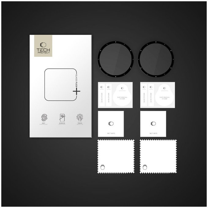 Verre hybride Glass Flex+ 2-PACK pour Garmin Venu 3, noire, Tech-Protect