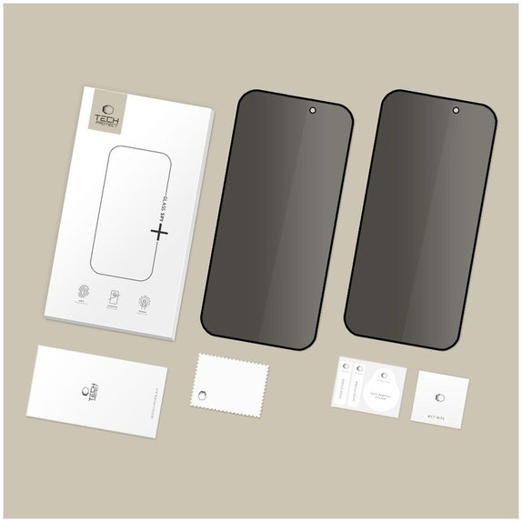Verre trempé Privacy Glass Spy+ 2-PACK pour iPhone 16 Pro / 17 / 17 Pro, privacy, Tech-Protect