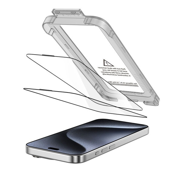 Verre trempé Quick Set+ 2-PACK pour iPhone 15 Pro, noire, Tech-Protect