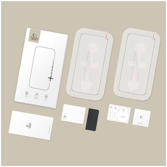 Verre trempé Quick Set+ 2-PACK pour iPhone 15 Pro, noire, Tech-Protect