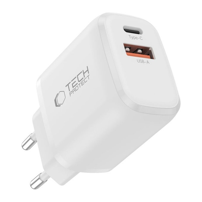 Chargeur secteur NCA20 2-PORT PD 20W / QC3.0 + Lightning Cable, blanche, Tech-Protect
