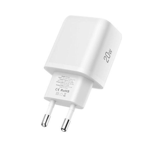 Chargeur secteur NCA20 2-PORT PD 20W / QC3.0 + Lightning Cable, blanche, Tech-Protect