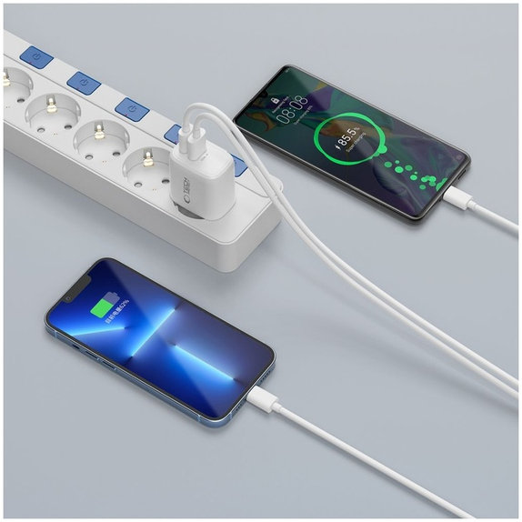 Chargeur secteur NCA20 2-PORT PD 20W / QC3.0 + Lightning Cable, blanche, Tech-Protect