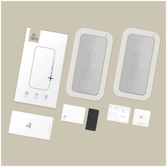 Verre trempé Privacy Quick Set Spy+ 2-PACK pour iPhone 13 / 13 Pro / 14 / 16E / 17E, privacy, Tech-Protect