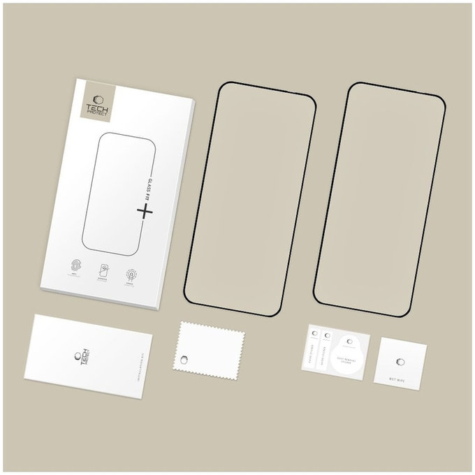 Verre trempé Glass Fit+ 2-PACK pour Motorola Edge 50 Neo / 60 Neo, noire, Tech-Protect
