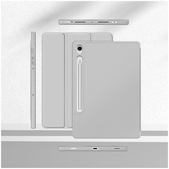 Coque Sc Pen pour Samsung Tab S9 11.0 / S9 FE / S10 FE / S10 Lite 10.9 X710 / X716B / X510 / X516B / X520 / X526 / X400 / X406B, grise, Tech-Protect