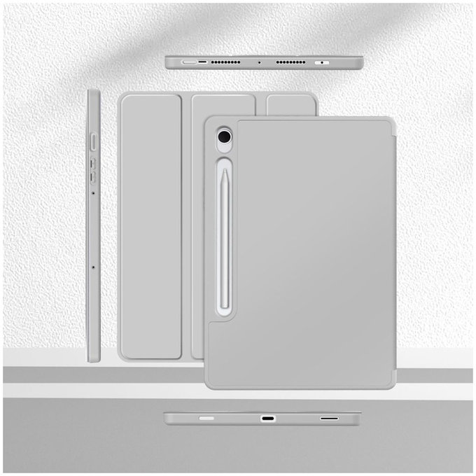 Coque Sc Pen pour Samsung Tab S9 11.0 / S9 FE / S10 FE / S10 Lite 10.9 X710 / X716B / X510 / X516B / X520 / X526 / X400 / X406B, grise, Tech-Protect