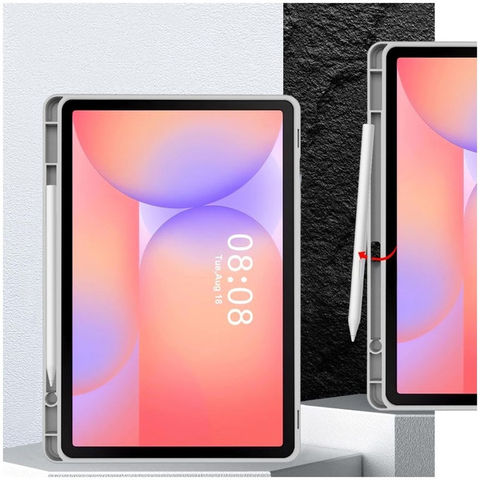 Coque Sc Pen pour Samsung Tab S9 11.0 / S9 FE / S10 FE / S10 Lite 10.9 X710 / X716B / X510 / X516B / X520 / X526 / X400 / X406B, grise, Tech-Protect