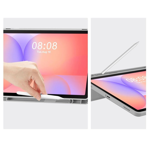 Coque Sc Pen pour Samsung Tab S9 11.0 / S9 FE / S10 FE / S10 Lite 10.9 X710 / X716B / X510 / X516B / X520 / X526 / X400 / X406B, grise, Tech-Protect