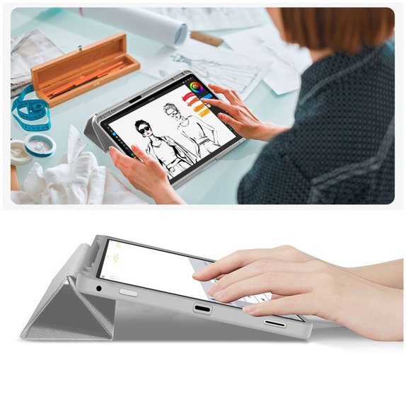 Coque Sc Pen pour Samsung Tab S9 11.0 / S9 FE / S10 FE / S10 Lite 10.9 X710 / X716B / X510 / X516B / X520 / X526 / X400 / X406B, grise, Tech-Protect