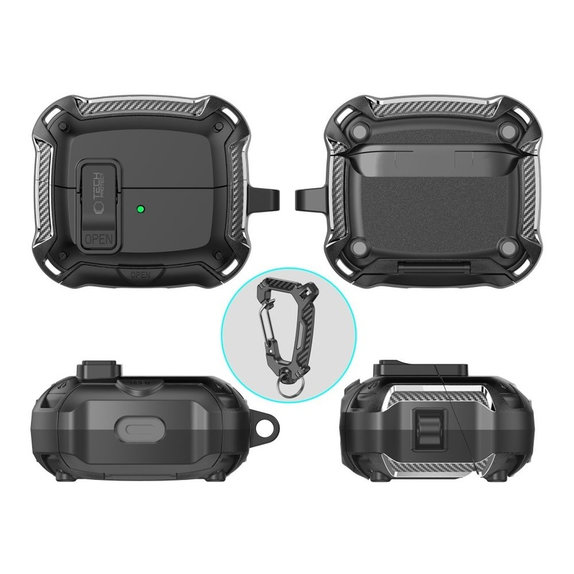 Coque pour écouteurs Carbonox MagSafe pour Samsung Buds 3 / 3 FE / 3 Pro, noire, Tech-Protect