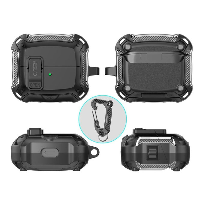 Coque pour écouteurs Carbonox MagSafe pour Samsung Buds 3 / 3 FE / 3 Pro, noire, Tech-Protect